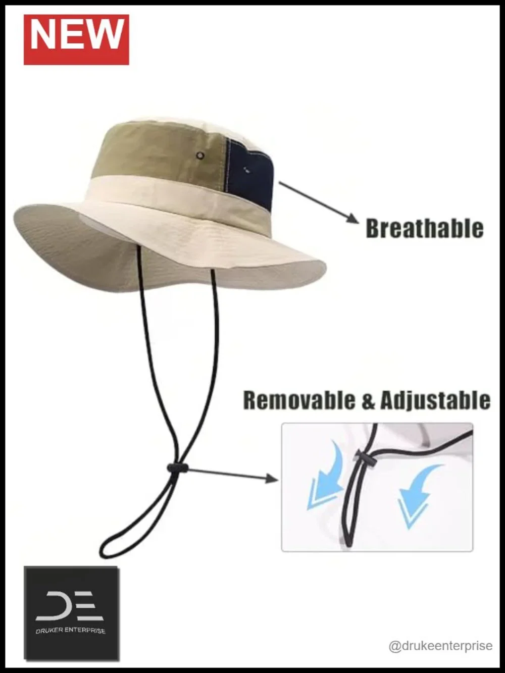 Waterproof Bucket Hat with Chin Strap UPF 50+ Sun Protection Quick Dry for